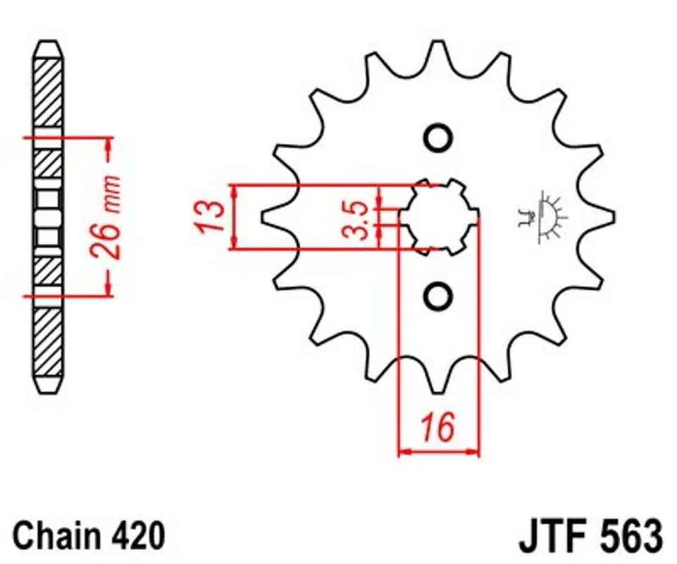 Řetězové kolečko JT JTF 563-14 14 zubů, 420 Přímo Od Výrobce