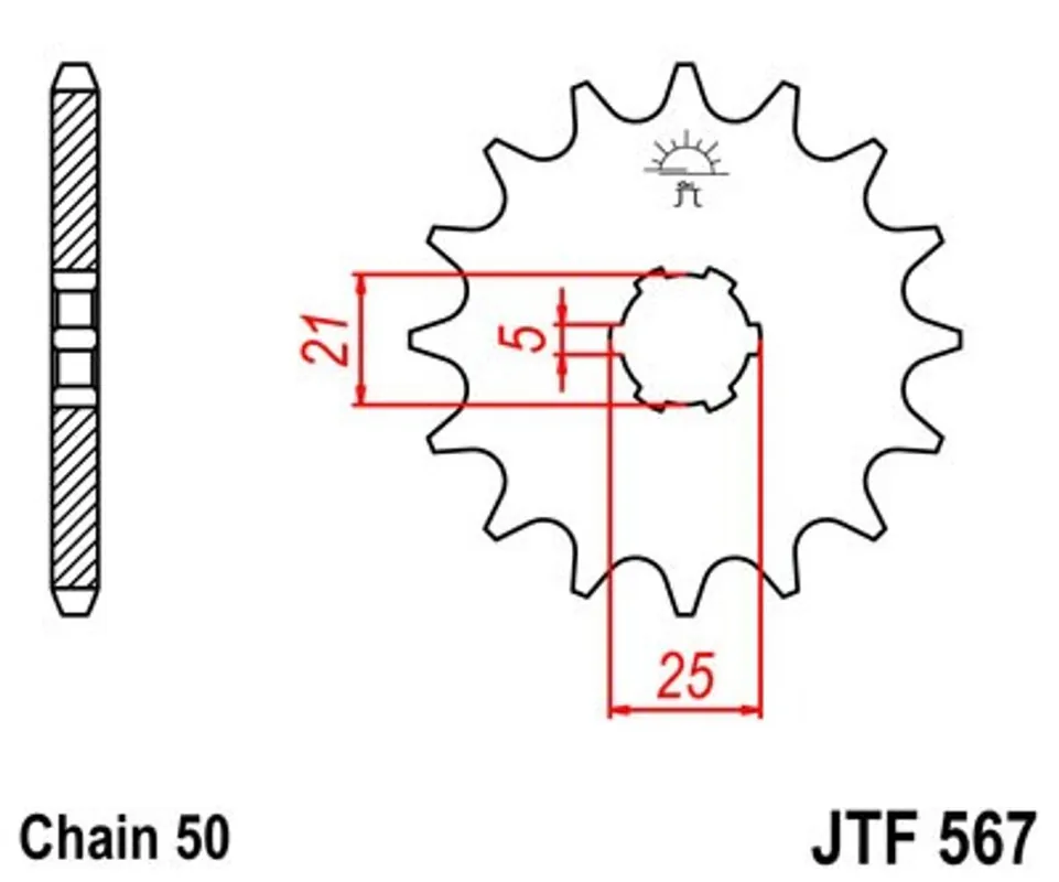 Akční Cena Řetězové kolečko JT JTF 567-17 17 zubů, 530