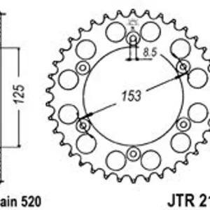 Značkový Řetězová rozeta JT JTR 210-42 42 zubů, 520