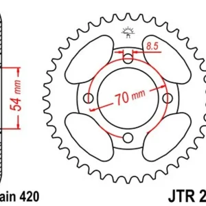Značkový Řetězová rozeta JT JTR 211-38 38 zubů, 420