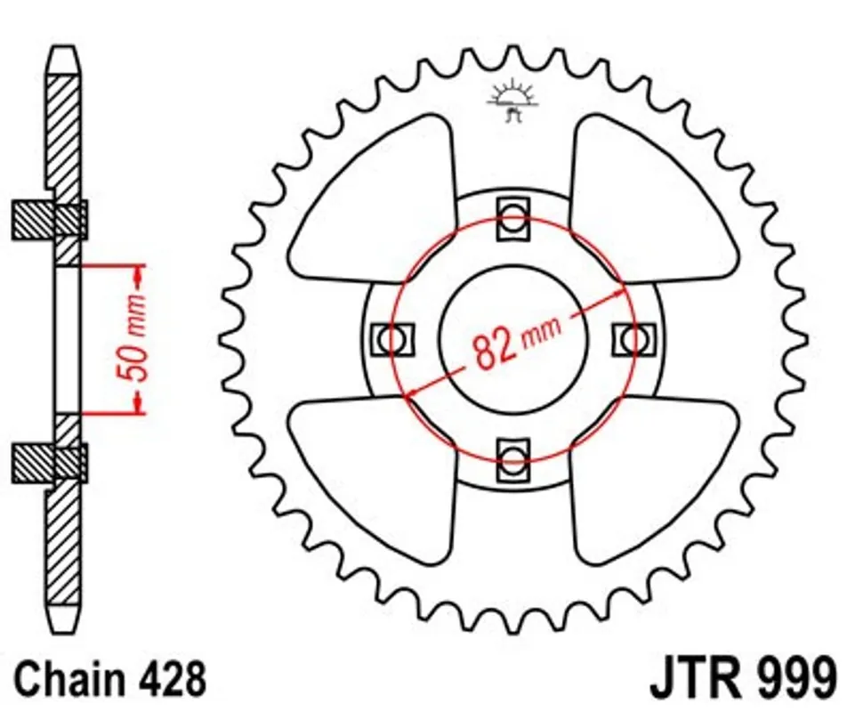 Řetězová rozeta JT JTR 999-50 50 zubů, 428 Aktuální