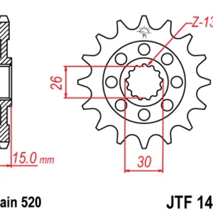 Značkový Řetězové kolečko JT JTF 1404-16 16 zubů, 520