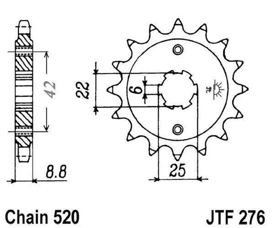 Bezpečná Platba Řetězové kolečko JT JTF 276-15 15 zubů, 520