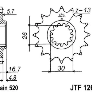 Značkový Řetězové kolečko JT JTF 1269-15 15 zubů, 520