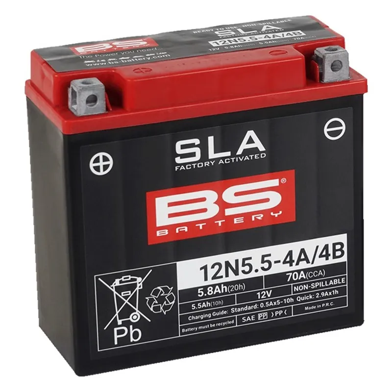 Továrně aktivovaná motocyklová baterie BS-BATTERY 12N5.5-4A (FA) SLA Doprava Zdarma