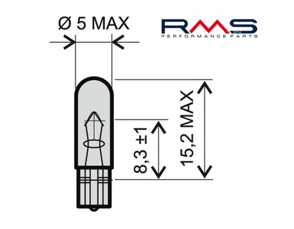 Značkový Přední světlo RMS 246510245 T5 12V 1,2W
