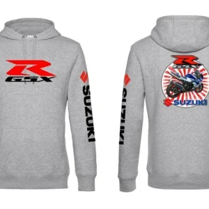 Akční Cena Dámská mikina s kapucí a motivem Suzuki GSXR - Světle Šedá