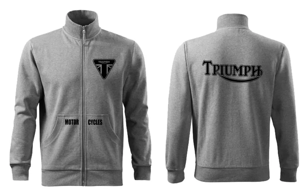 Tovární Cena Pánská mikina na zip s motivem Triumph - Šedá
