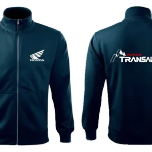 Akce Pánská mikina na zip s motivem Honda Transalp - Tmavě modrá