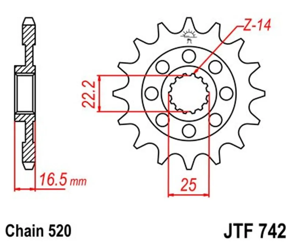 Řetězové kolečko JT JTF 742-15 15 zubů, 520 Akční Nabídka