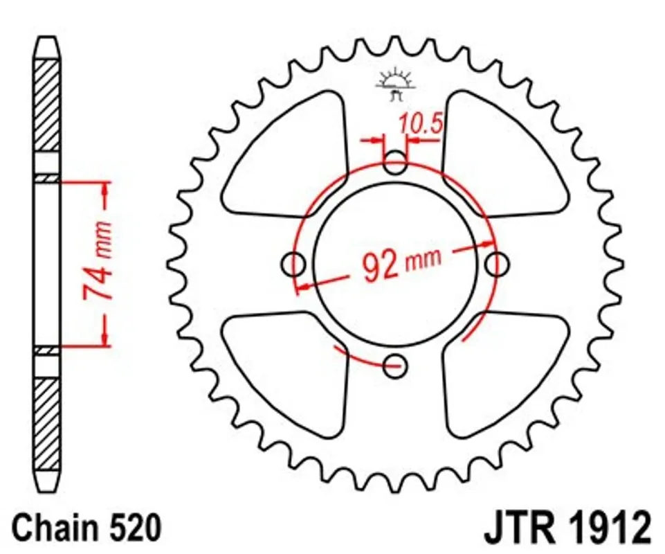 Řetězová rozeta JT JTR 1912-42 42 zubů, 520 Novinka