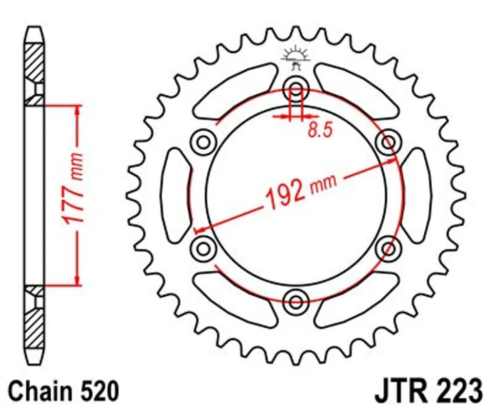 Řetězová rozeta JT JTR 223-48 48 zubů, 520 Cenový Hit
