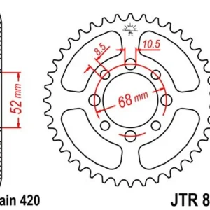 Značkový Řetězová rozeta JT JTR 801-44 44 zubů, 420